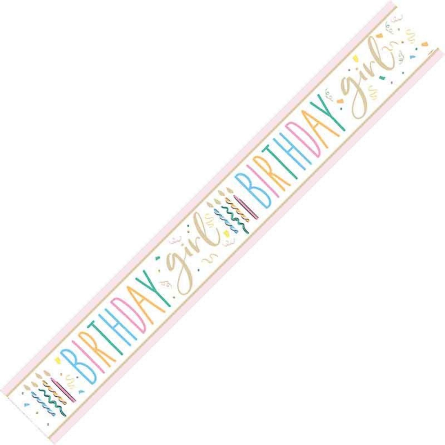 9ft / 2.7m HAPPY BIRTHDAY GIRL FOIL BANNER