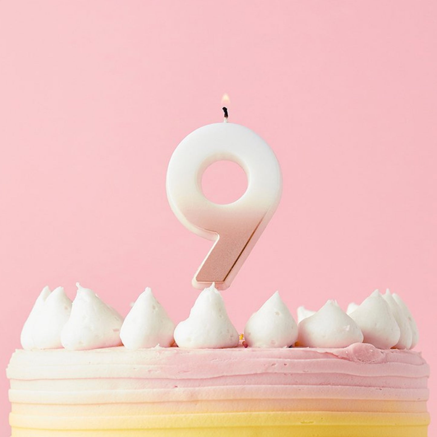 2.4"/ 6.2cm ROSE GOLD OMBRE NUMBER '9' CANDLE