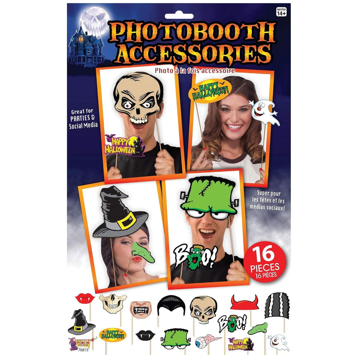 HALLOWEEN PHOTO BOOTH KIT (16 PACK)