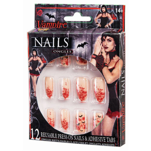PRESS-ON HALLOWEEN NAILS & ADHESIVE (12 PACK)