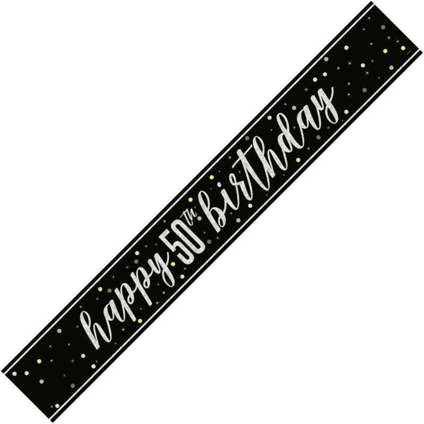 9ft / 2.7m GLITZ BLACK 50TH BIRTHDAY BANNER