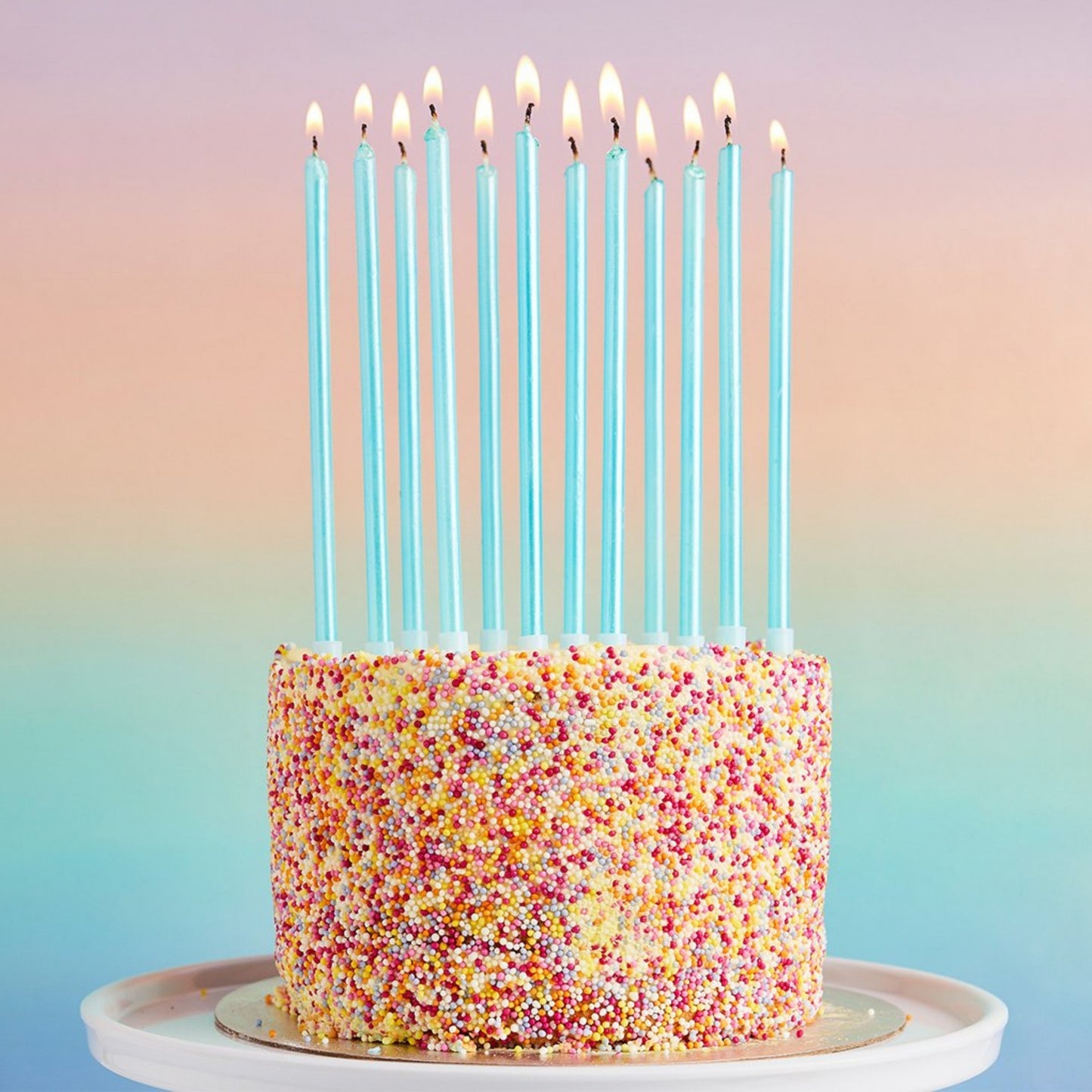 6"/ 15cm BLUE TALL SKINNY WAX CANDLES (12 PACK)