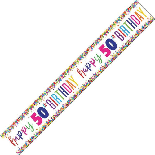 9ft / 2.7m CONFETTI 50TH BIRTHDAY FOIL BANNER