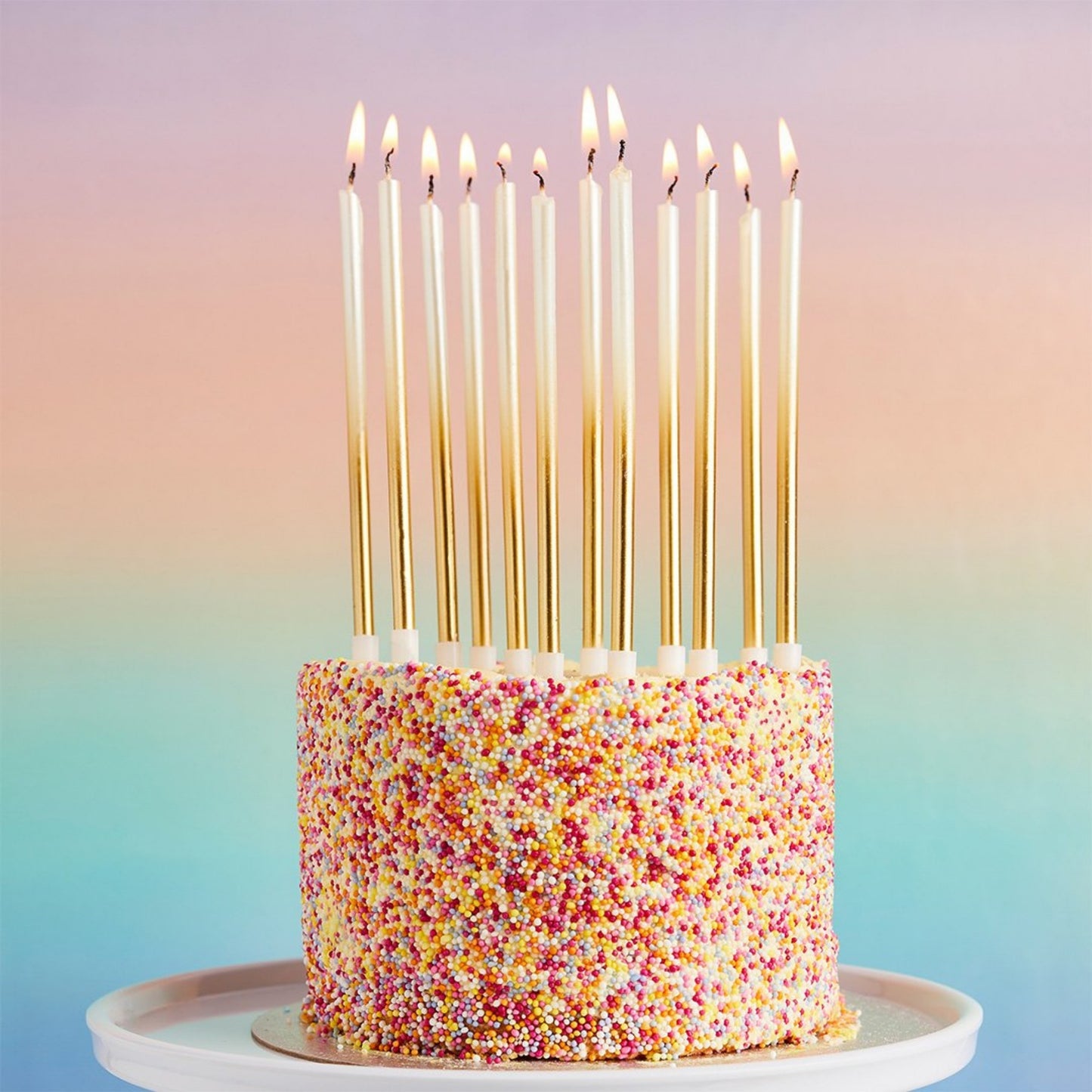 6"/ 15cm GOLD OMBRE TALL SKINNY WAX CANDLES (12 PACK)