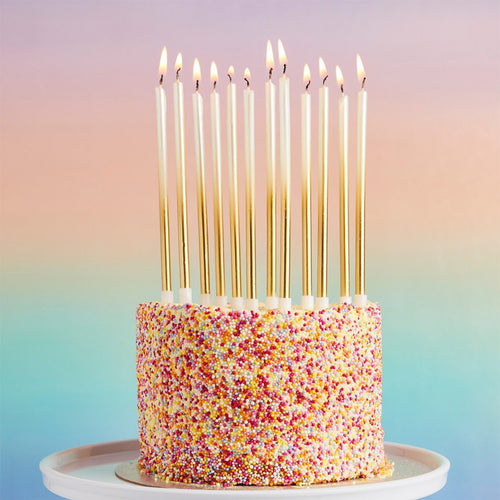 6"/ 15cm GOLD OMBRE TALL SKINNY WAX CANDLES (12 PACK)