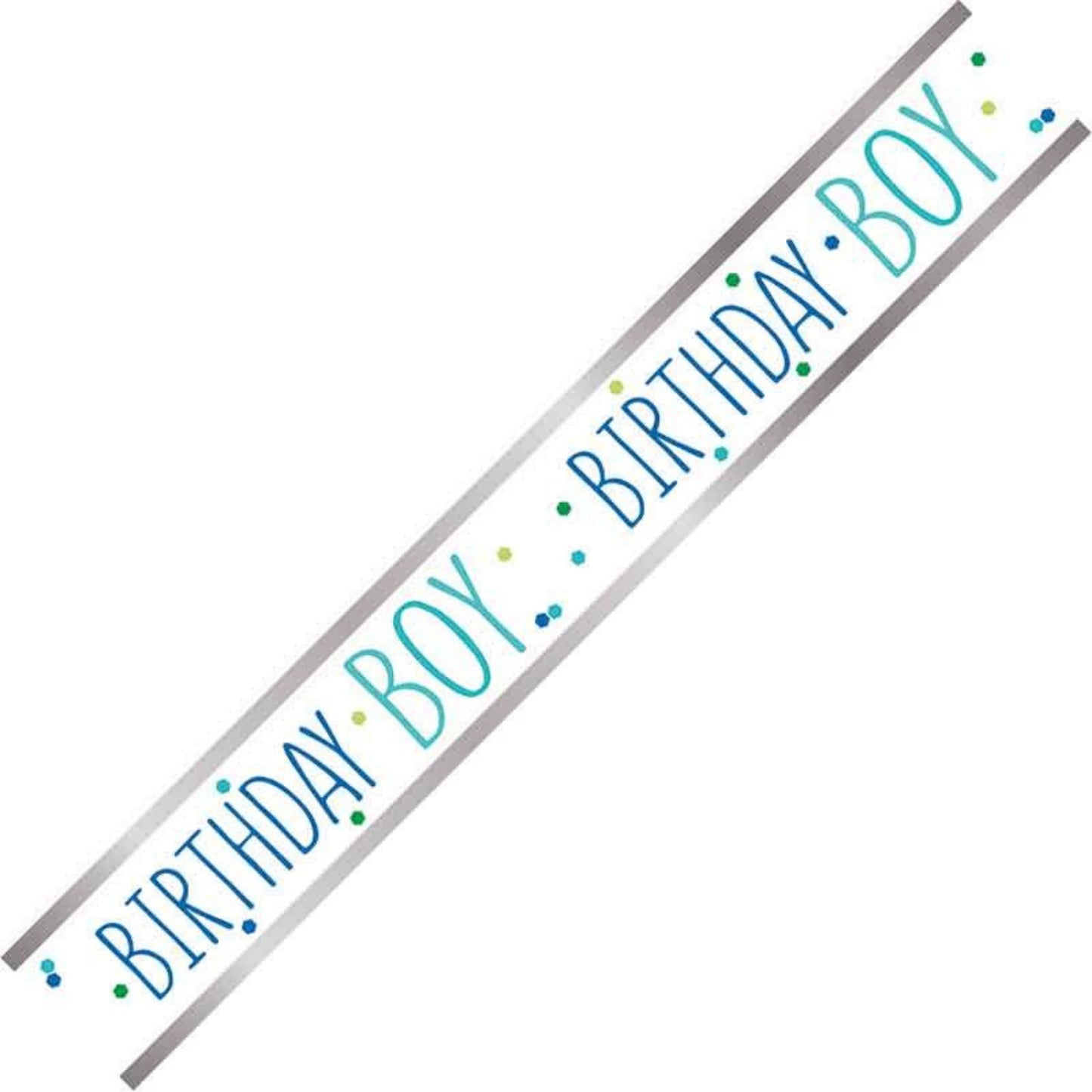 9ft / 2.7m HAPPY BIRTHDAY BOY FOIL BANNER