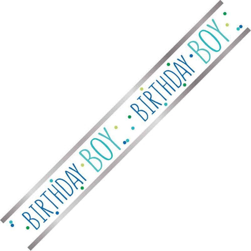 9ft / 2.7m HAPPY BIRTHDAY BOY FOIL BANNER