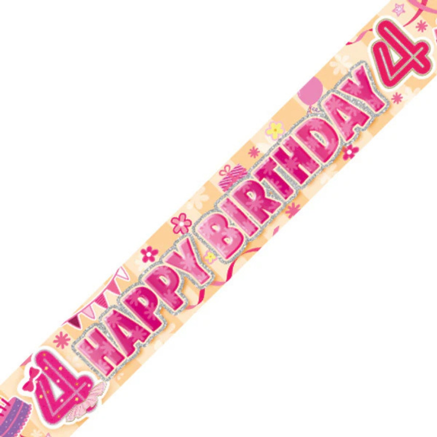 9ft / 2.7m GIRLS 4TH BIRTHDAY BANNER