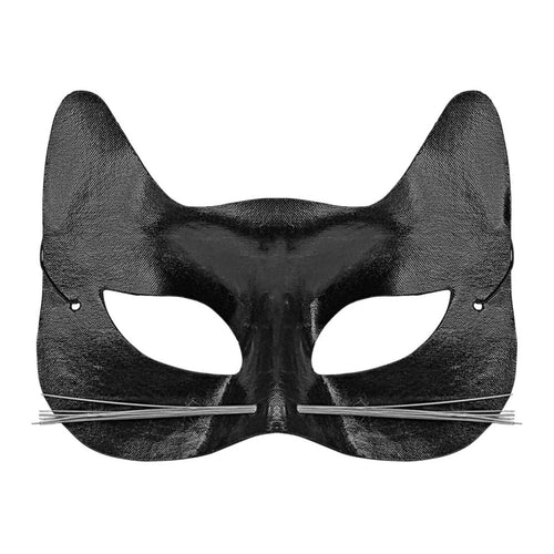 ADULT'S BLACK CAT EYE MASK WITH WHISKERS