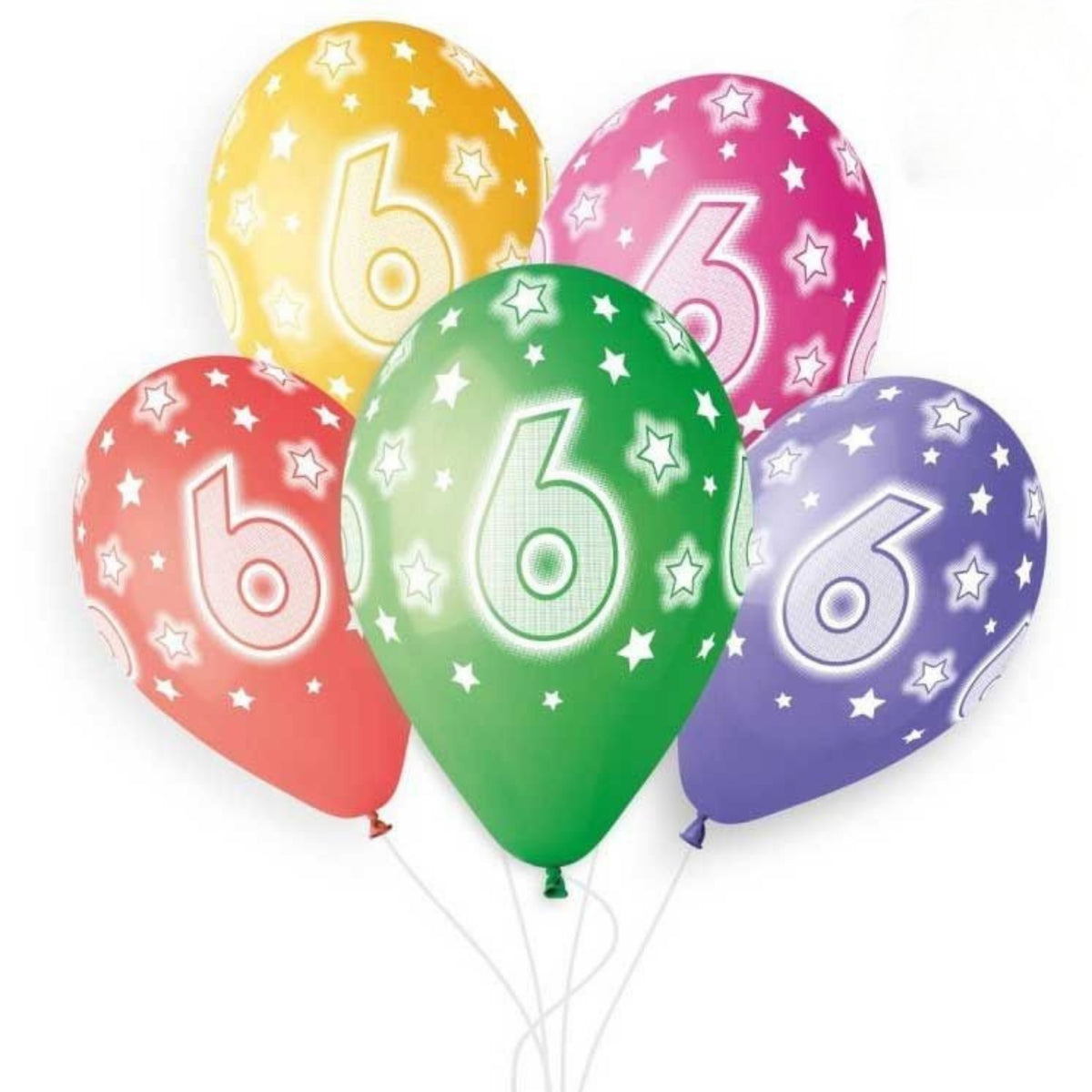 12"/ 30cm COSMIC STARS AGE 6 LATEX BALLOONS (6 PACK)