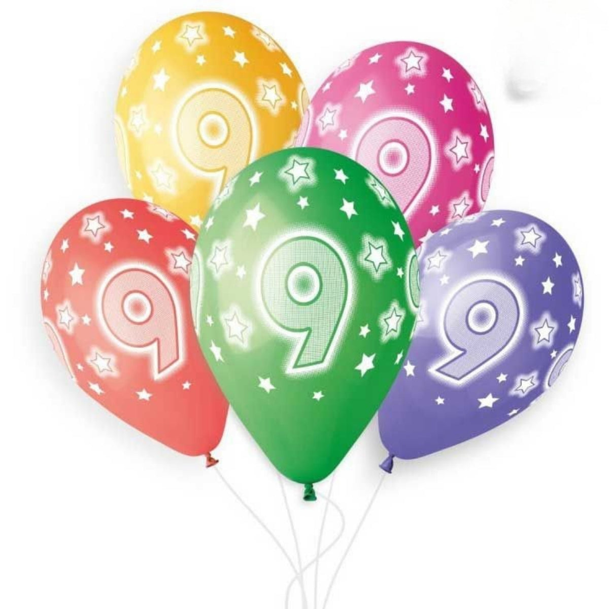 12"/ 30cm COSMIC STARS AGE 9 LATEX BALLOONS (6 PACK)