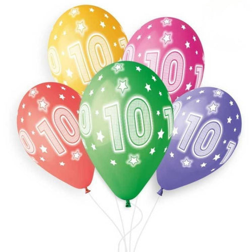12"/ 30cm COSMIC STARS AGE 10 LATEX BALLOONS (6 PACK)