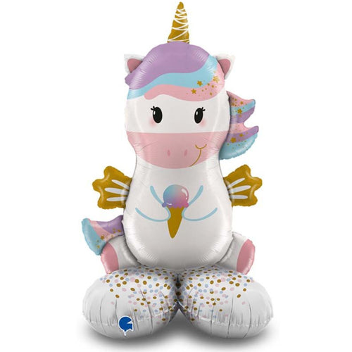 44"/ 112cm CHUBBY UNICORN AIR-FILL STANDING FOIL BALLOON