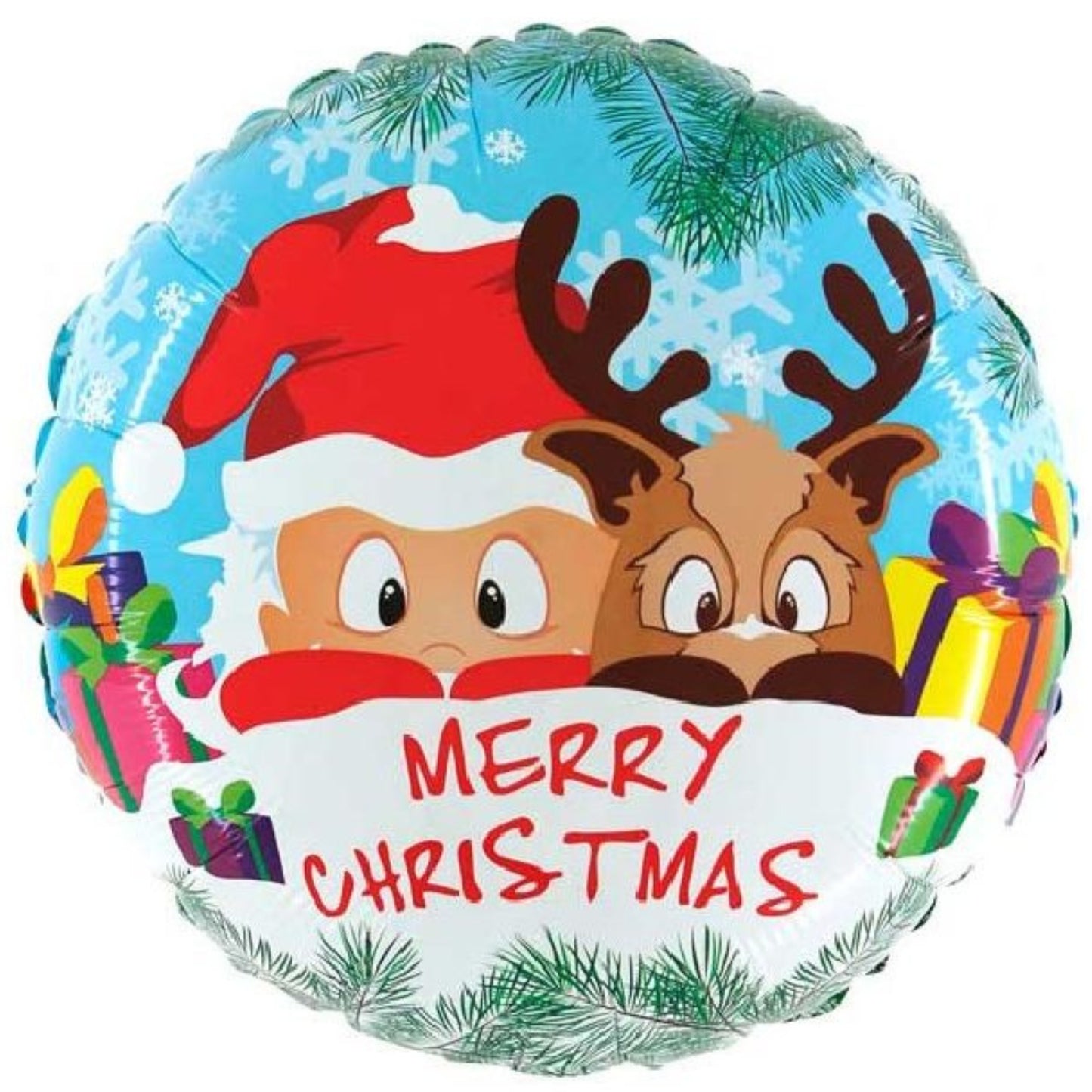 21"/ 53cm SANTA AND REINDEER ROUND FOIL BALLOON