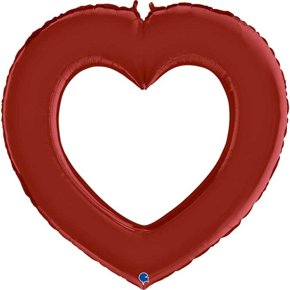 41"/ 104cm SATIN RED LINKY HEART SHAPE FOIL BALLOON