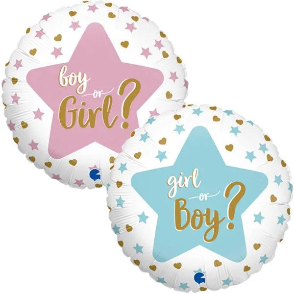18"/ 46cm GENDER REVEAL DOUBLE-SIDED ROUND FOIL BALLOON