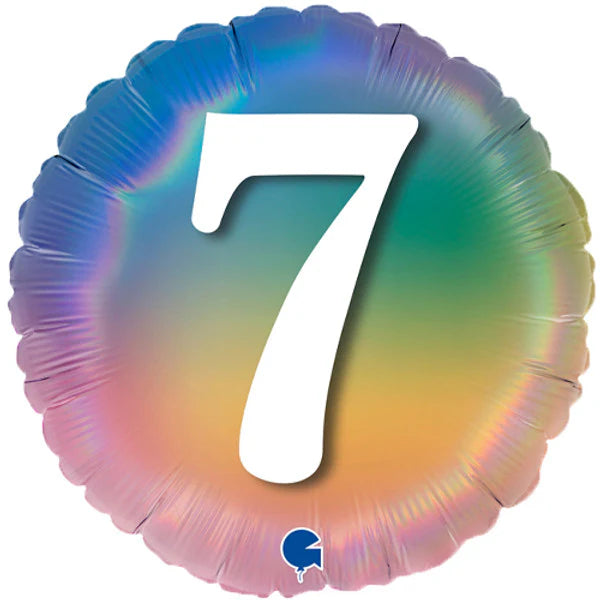 18"/ 46cm COLOURFUL RAINBOW AGE 7 ROUND FOIL BALLOON