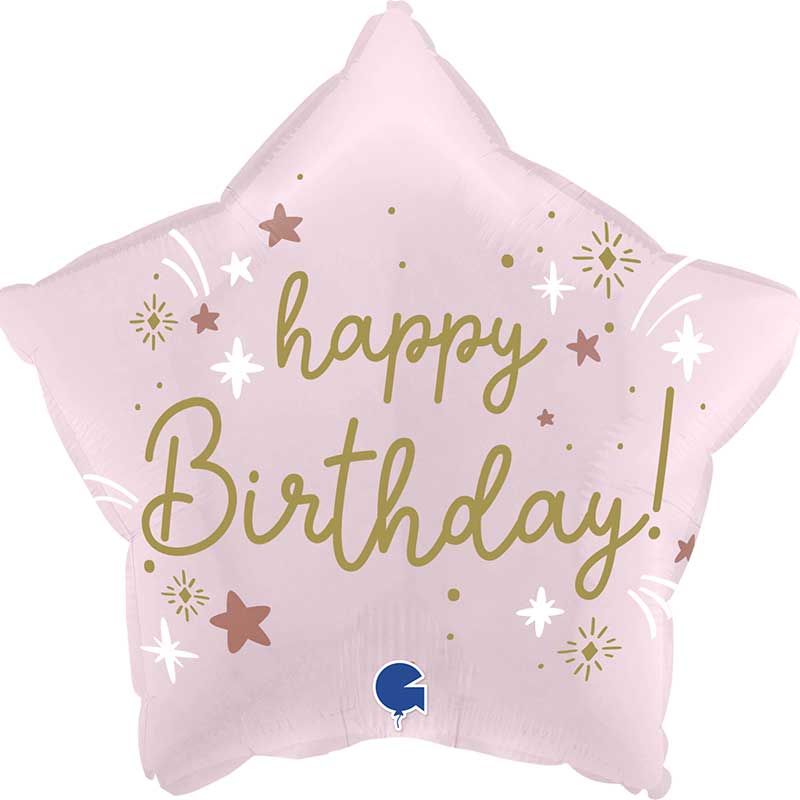18"/ 46cm PINK BIRTHDAY STAR FOIL BALLOON
