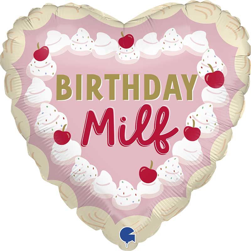 18"/ 46cm BIRTHDAY MILF HEART SHAPE FOIL BALLOON