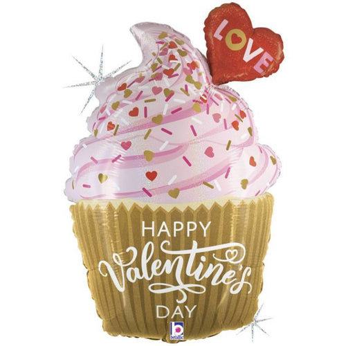 22"/ 56cm GOLDEN CUPCAKE SUPERSHAPE FOIL BALLOON