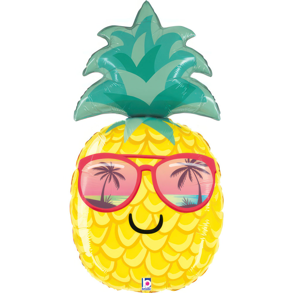 37"/ 95cm PINEAPPLE WITH GLASSES SUPERSHAPE FOIL BALLOON