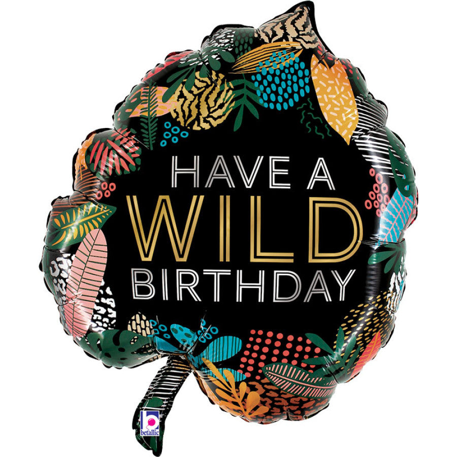 30"/ 76cm WILD BIRTHDAY TROPICAL LEAF SUPERSHAPE FOIL BALLOON
