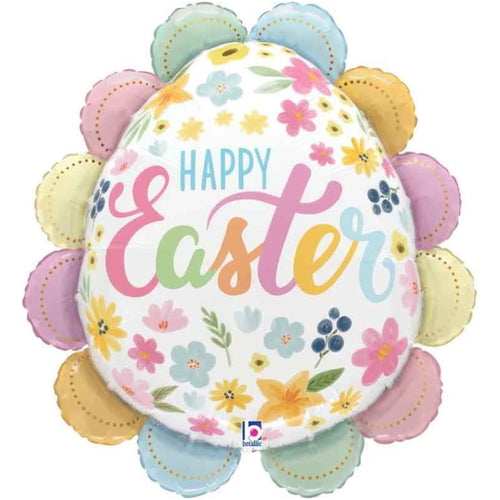 39"/ 99cm RUFFLED FLORAL EASTER EGG SUPERSHAPE FOIL BALLOON