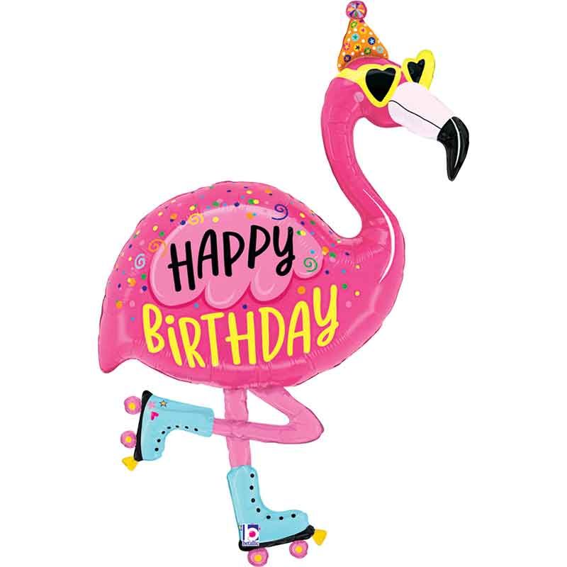 52"/ 132cm FLAMINGO HAPPY BIRTHDAY SUPERSHAPE FOIL BALLOON