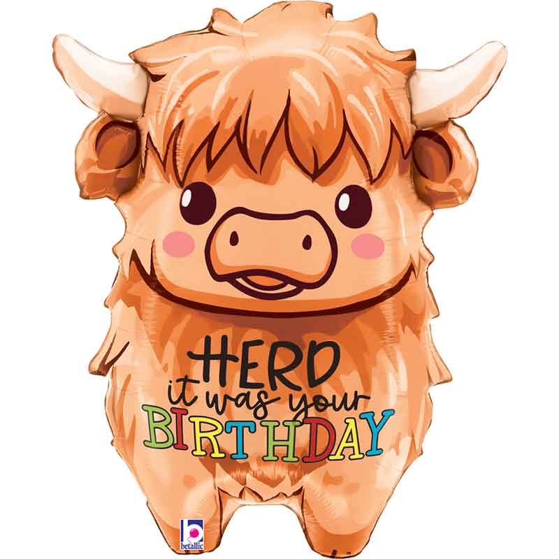 31"/ 79cm HIGHLAND COW BIRTHDAY SUPERSHAPE FOIL BALLOON