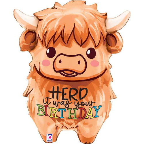31"/ 79cm HIGHLAND COW BIRTHDAY SUPERSHAPE FOIL BALLOON