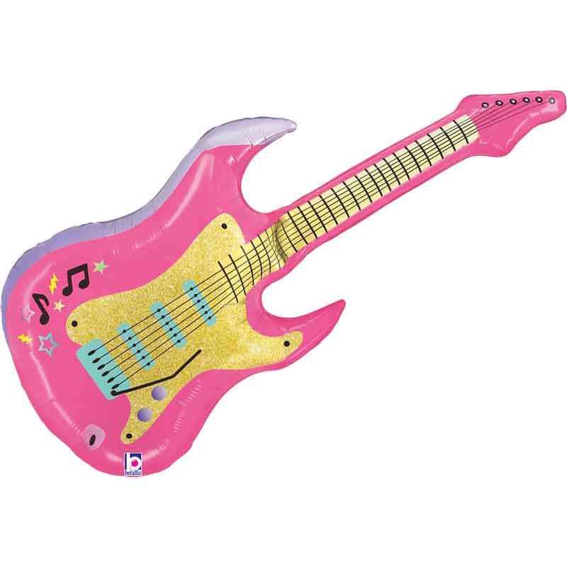45"/ 114cm PINK ELECTRIC GUITAR SUPERSHAPE FOIL BALLOON