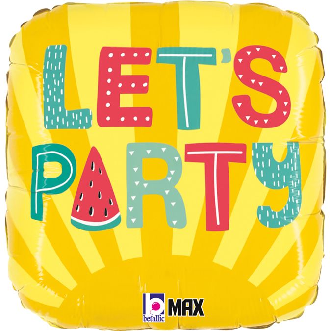 18"/ 46cm SUMMER LET'S PARTY SQUARE SHAPE FOIL BALLOON