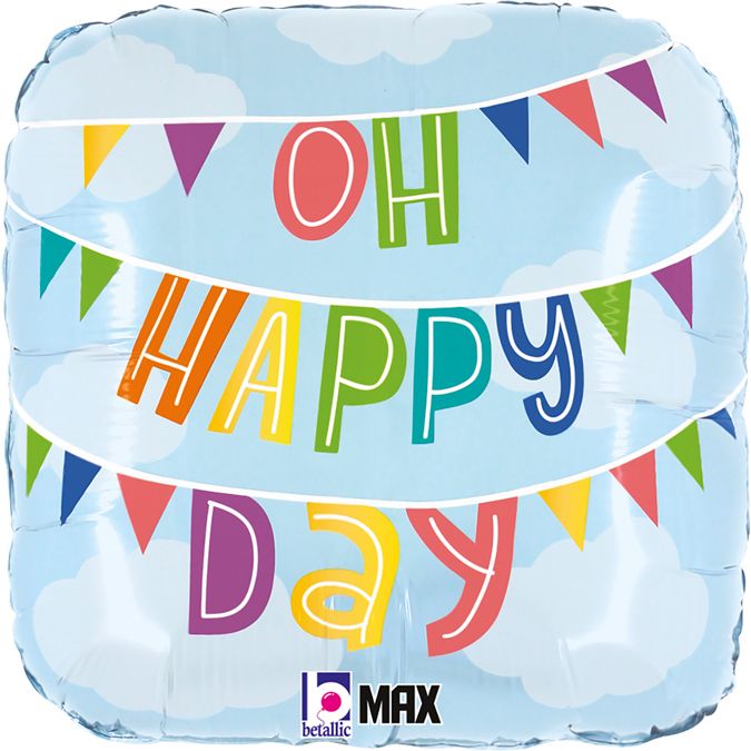 18"/ 46cm OH HAPPY DAY SQUARE FOIL BALLOON