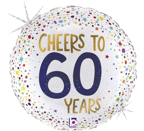 18"/ 46cm CONFETTI CHEERS TO 60 YEARS ROUND FOIL BALLOON