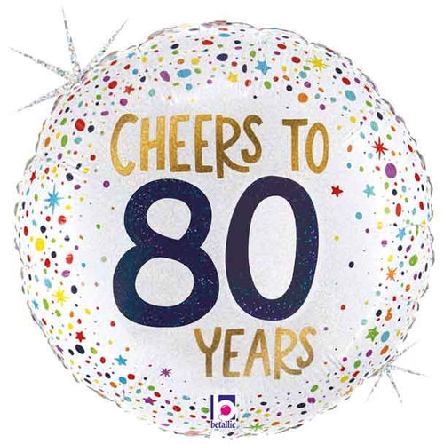 18"/ 46cm CHEERS TO 80 YEARS ROUND FOIL BALLOON