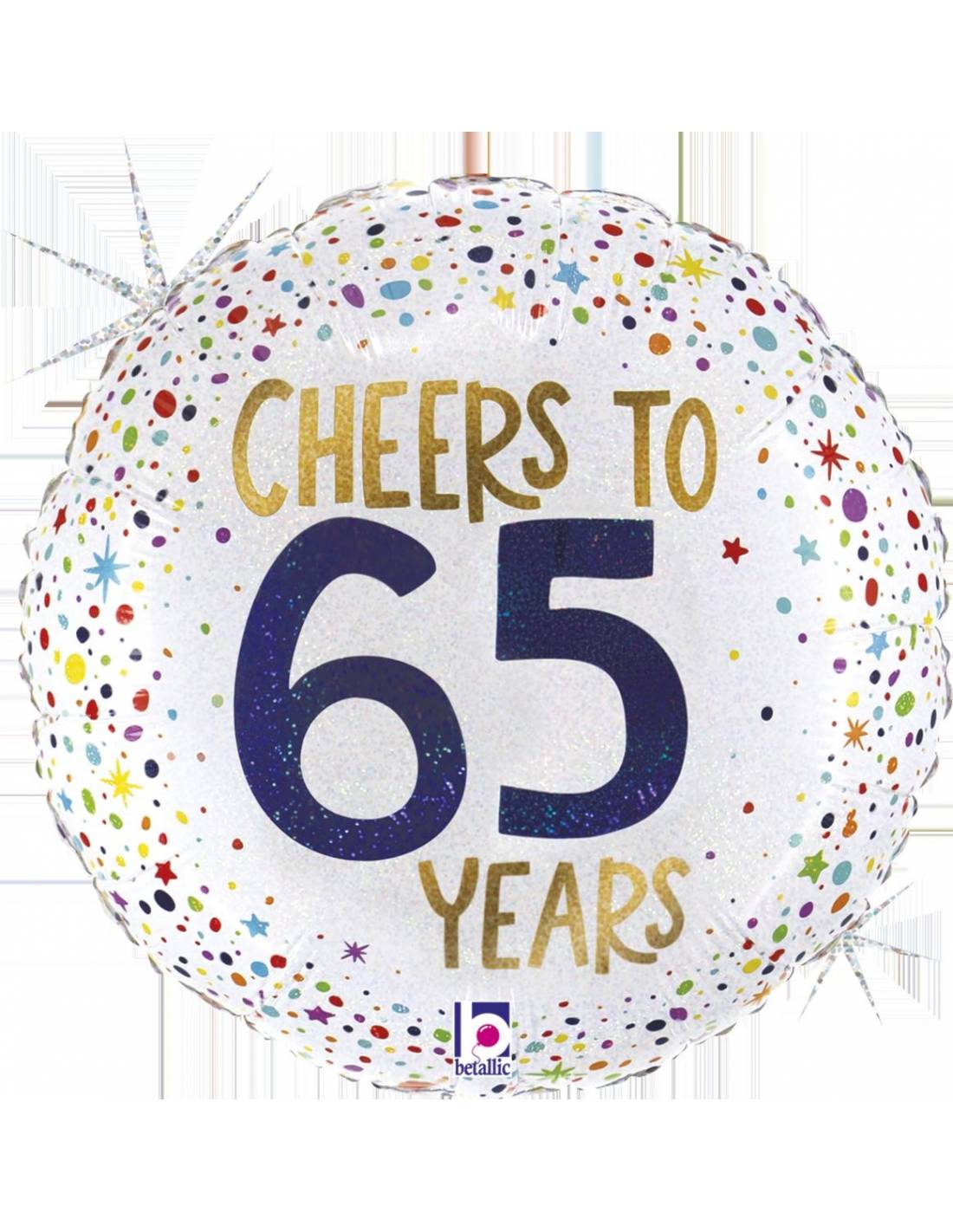 18"/ 46cm CHEERS TO 65 YEARS ROUND FOIL BALLOON