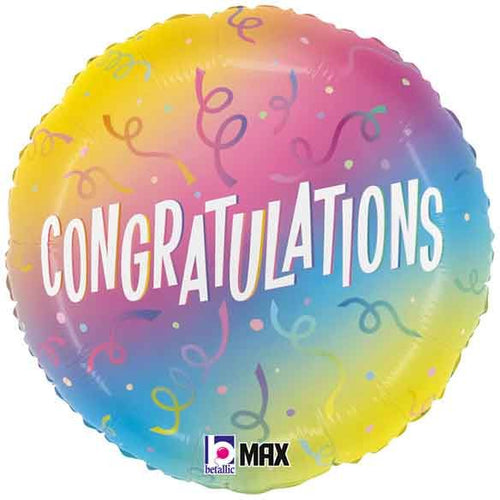 18"/ 46cm CONGRATS OMBRE ROUND FOIL BALLOON