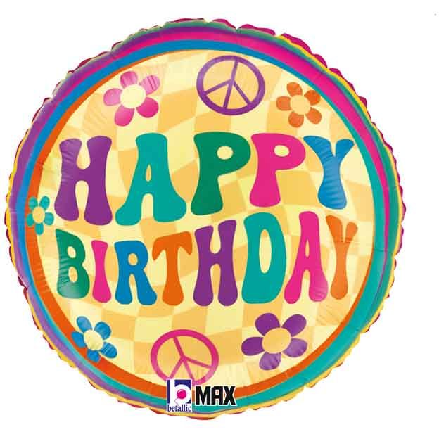 18"/ 46cm GROOVY BIRTHDAY DAISIES ROUND FOIL BALLOON