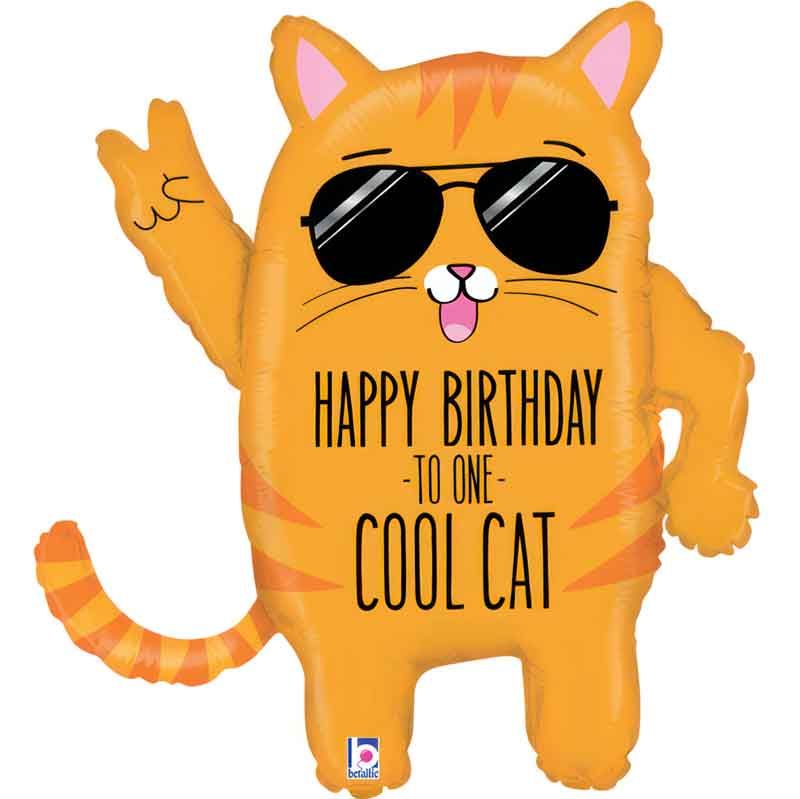32"/ 81cm COOL CAT BIRTHDAY SUPERSHAPE FOIL BALLOON