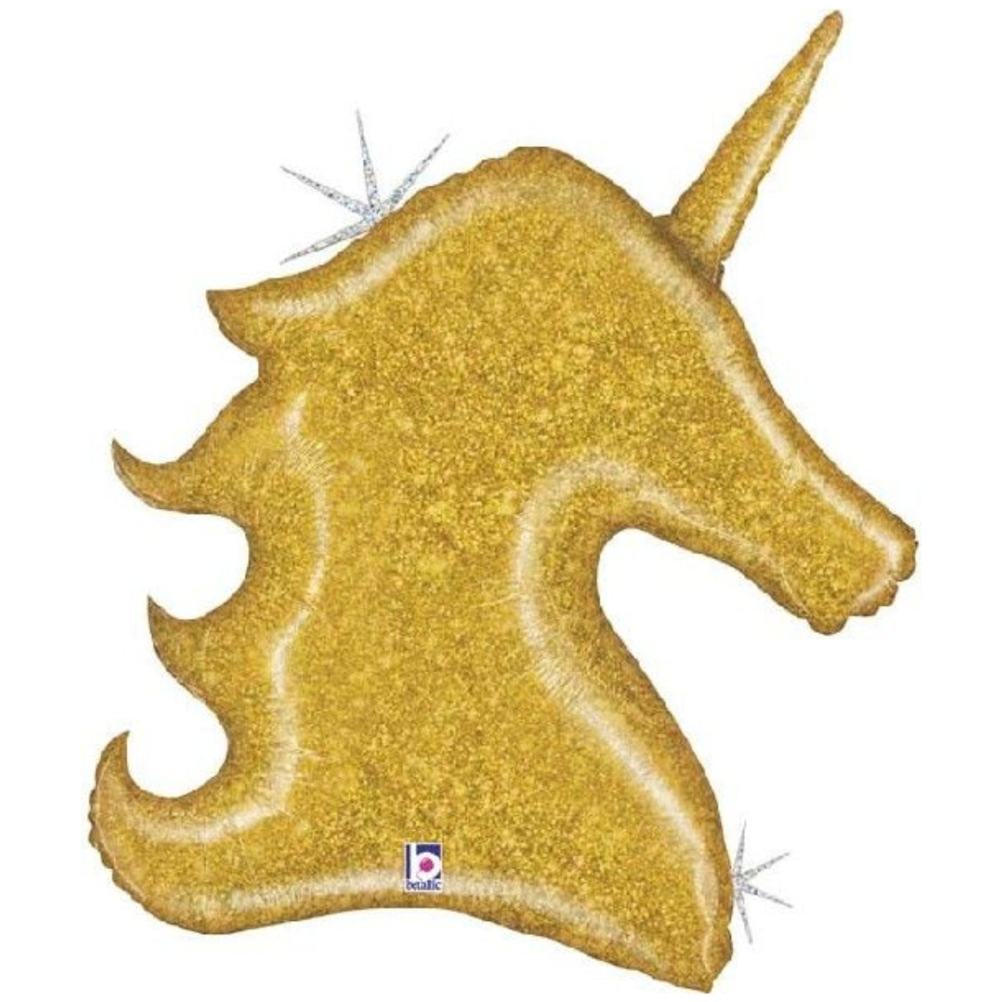 38"/ 97cm GOLD GLITTER UNICORN SUPERSHAPE FOIL BALLOON