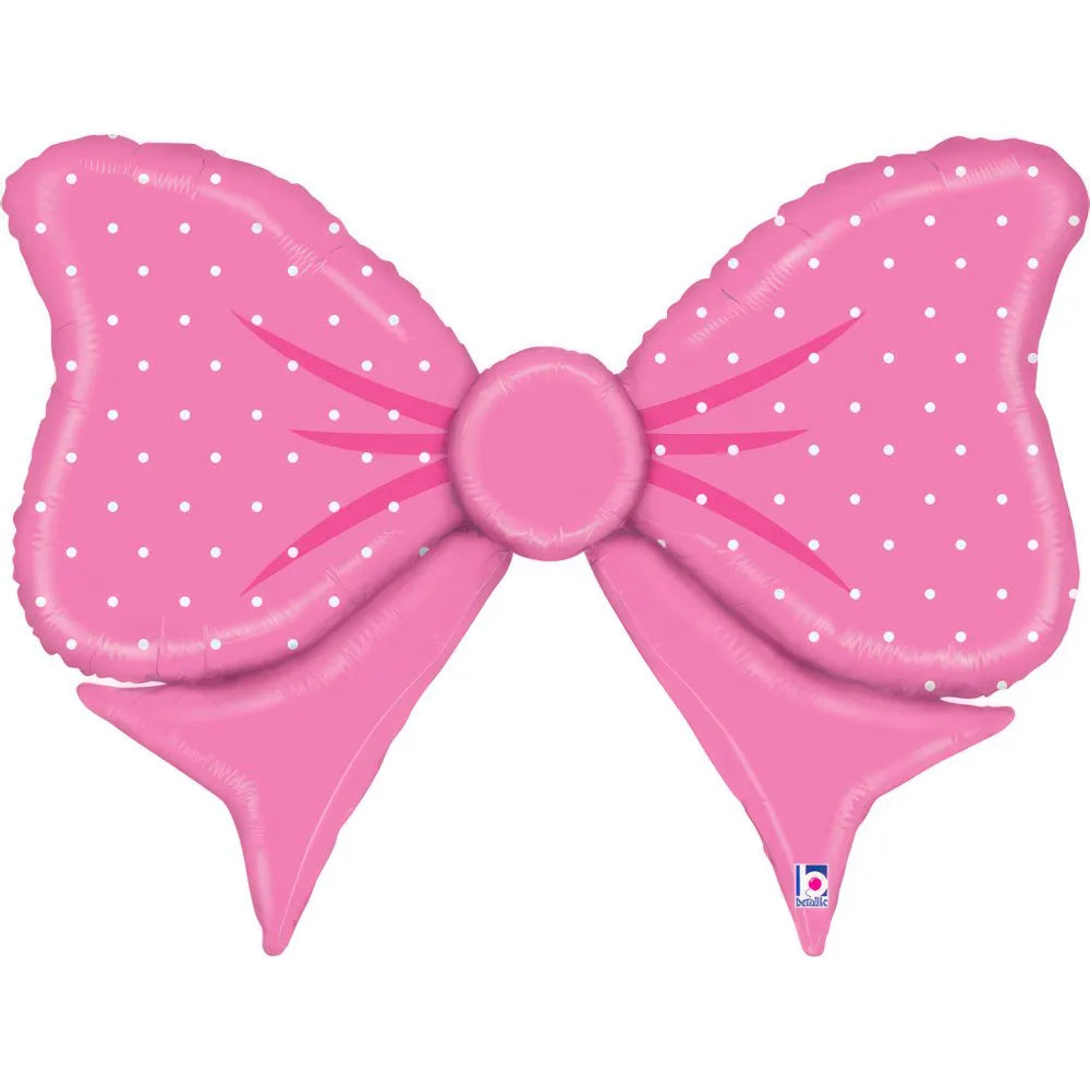 42"/ 107cm PINK POLKA DOT BOW SUPERSHAPE FOIL BALLOON