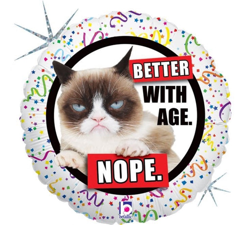 18"/ 46cm GRUMPY CAT BETTER WITH AGE ROUND FOIL BALLOON