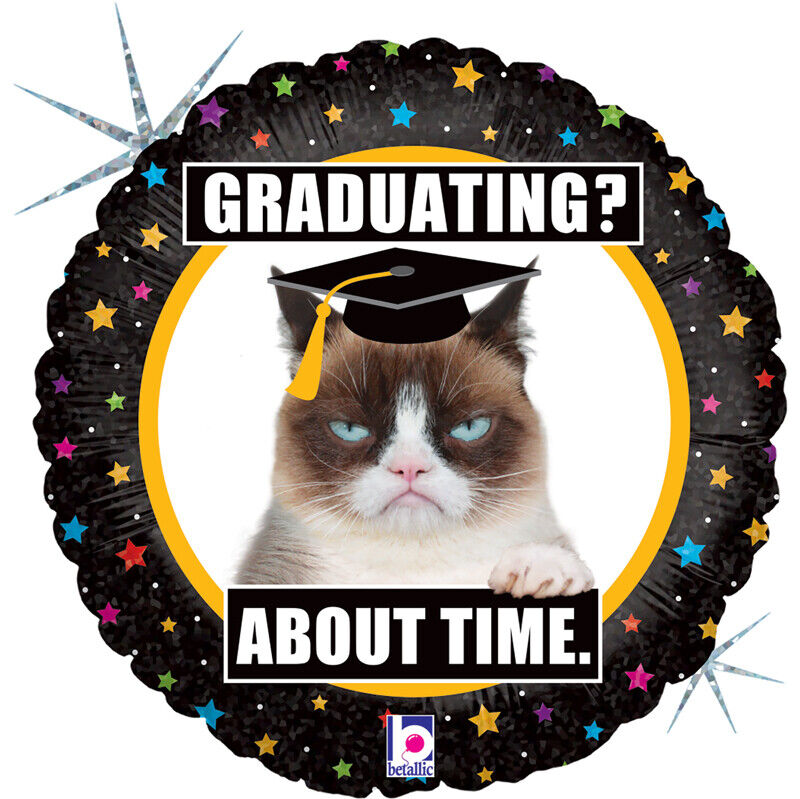 18"/ 46cm GRUMPY CAT GRADUATION ROUND FOIL BALLOON