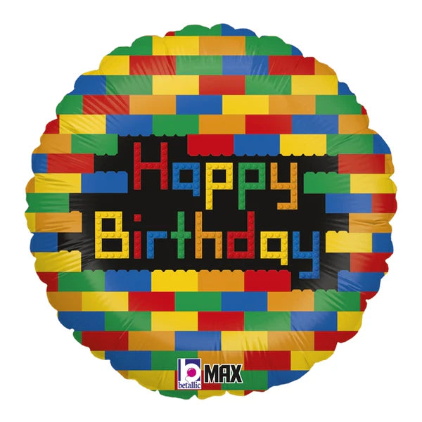 18"/ 46cm BIRTHDAY BLOCKS ROUND FOIL BALLOON