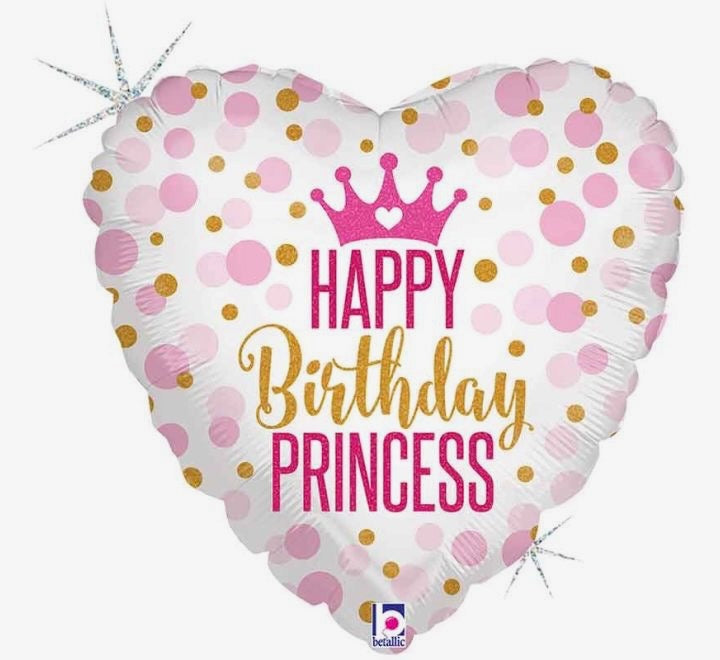 18"/ 46cm HAPPY BIRTHDAY PRINCESS HEART SHAPE FOIL BALLOON