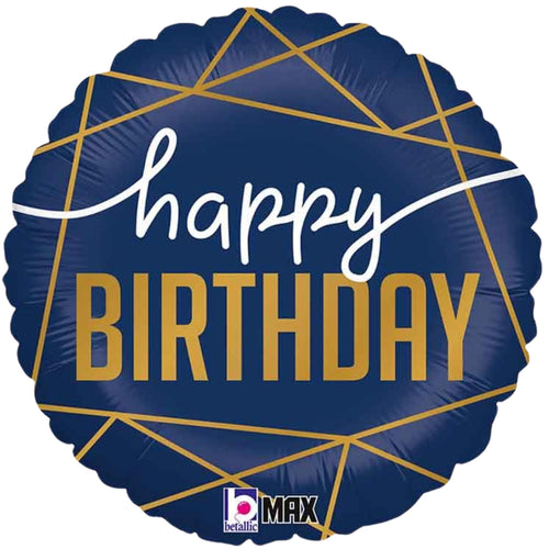 18"/ 46cm NAVY BIRTHDAY ROUND FOIL BALLOON