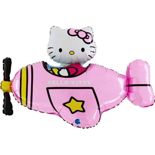 37"/ 94cm HELLO KITTY PINK AIRPLANE SUPERSHAPE FOIL BALLOON