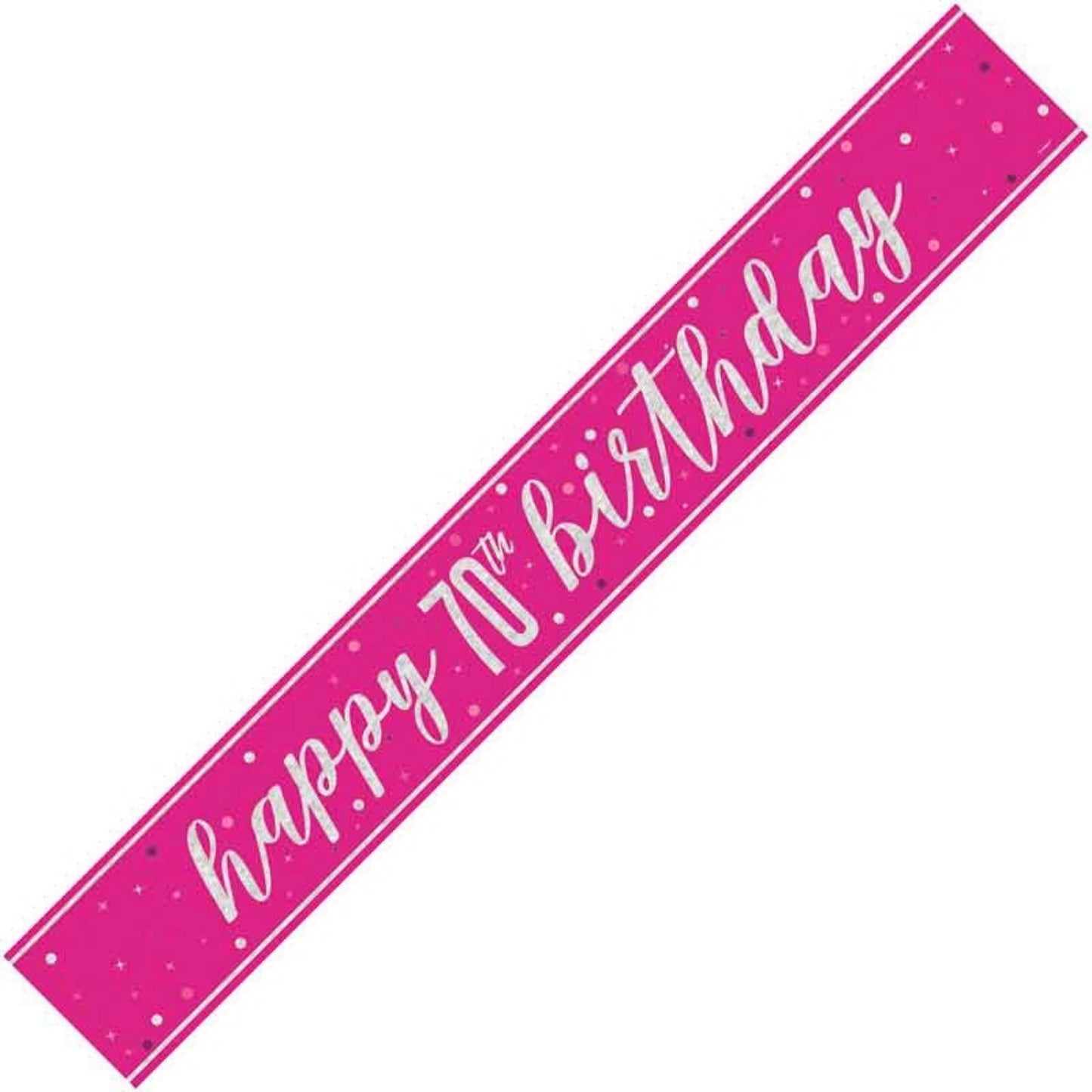 9ft / 2.7m GLITZ PINK 70TH BIRTHDAY BANNER