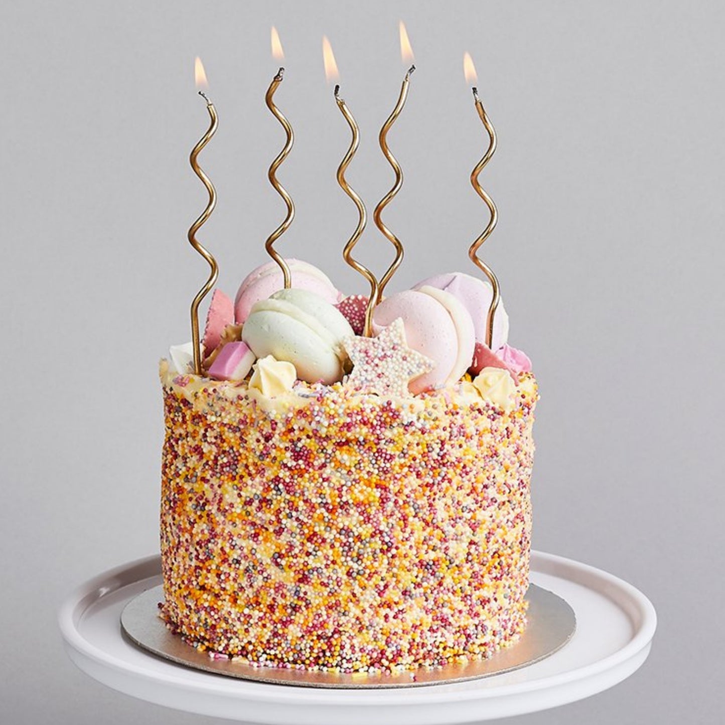 6"/ 15cm GOLD CURLY CANDLES (12 PACK)