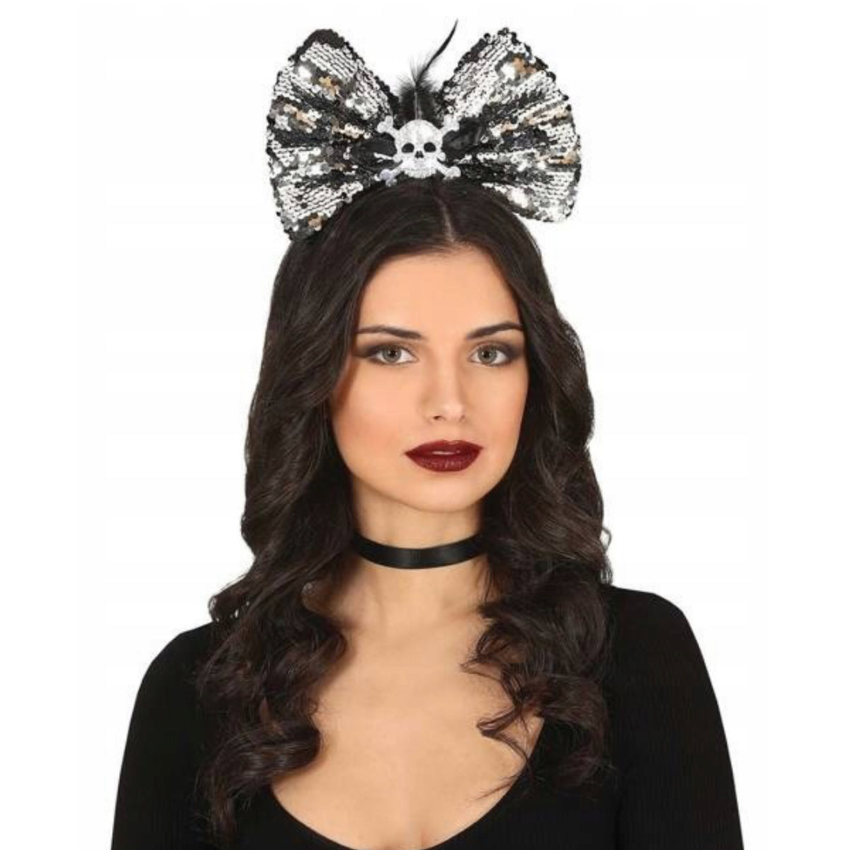 LADIES SKULL & BOW HALLOWEEN HEADBAND